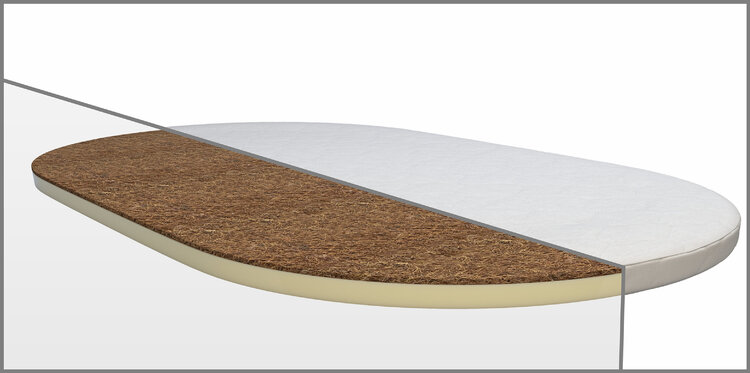 MIMIKO Matrace oválná na postýlku kokos + latex 72x120 cm
