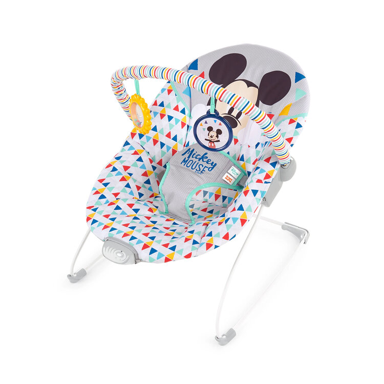 BRIGHT STARTS Rezgő pihenőszék MICKEY MOUSE Happy Triangles™ 0m+ 9kg-ig