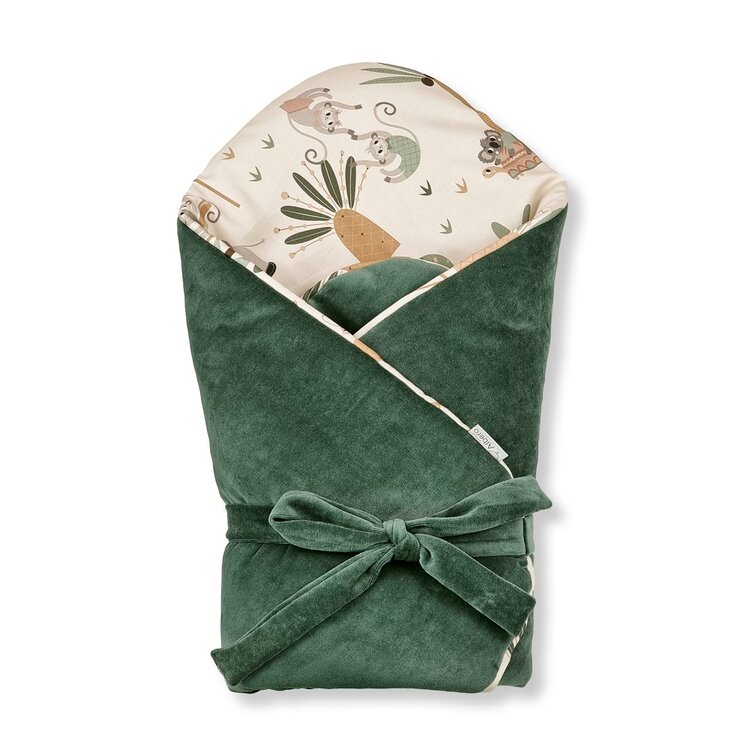 KLUPS Babatakaró merevítés nélkül masnival Velvet Tropic fun green 75x75 cm akciós termékkép 1