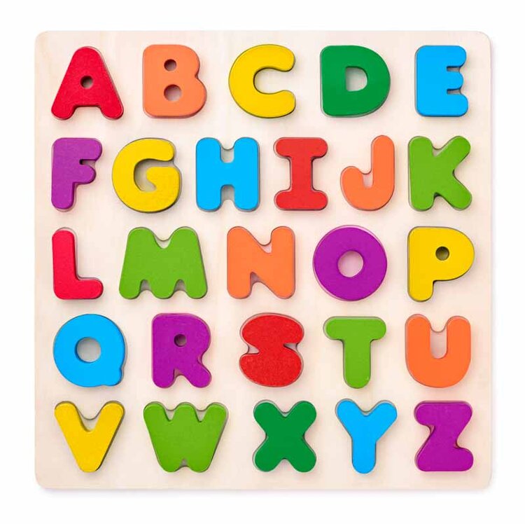 WOODY Puzzle ABC masívne písmená na doske