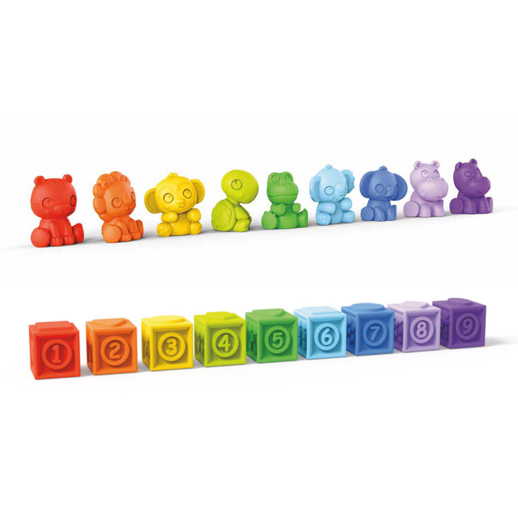 BRIGHT STARTS Multiszenzoros játék kockák szett Cubes & Cuties™ 18 db, 3 hónapos kortól