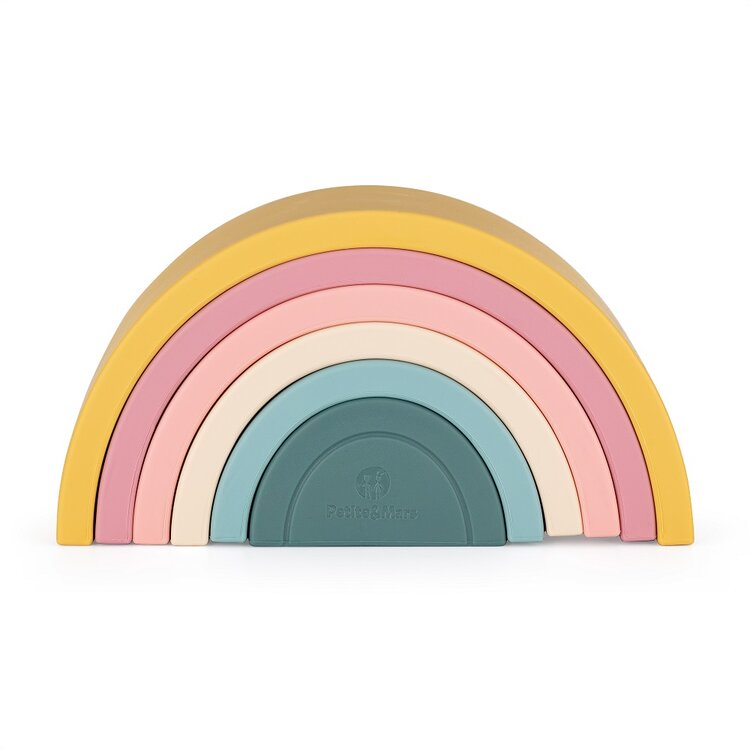 PETITE&MARS Szilikon egymásra rakható játék Rainbow Intense Ochre 12m+ akciós termékkép 1
