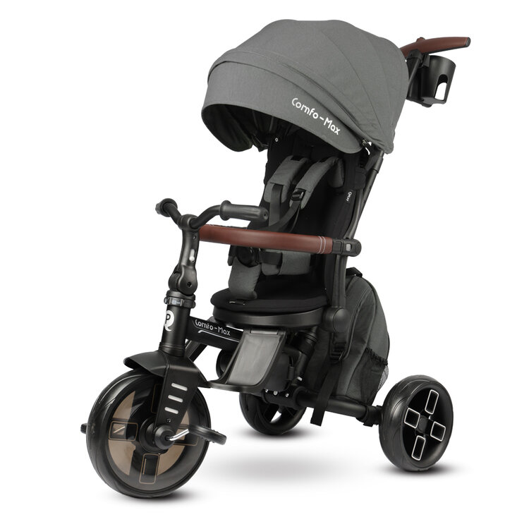 QPLAY Tříkolka Comfo Max Grey, 7v1, věk 10-72 měsíců
