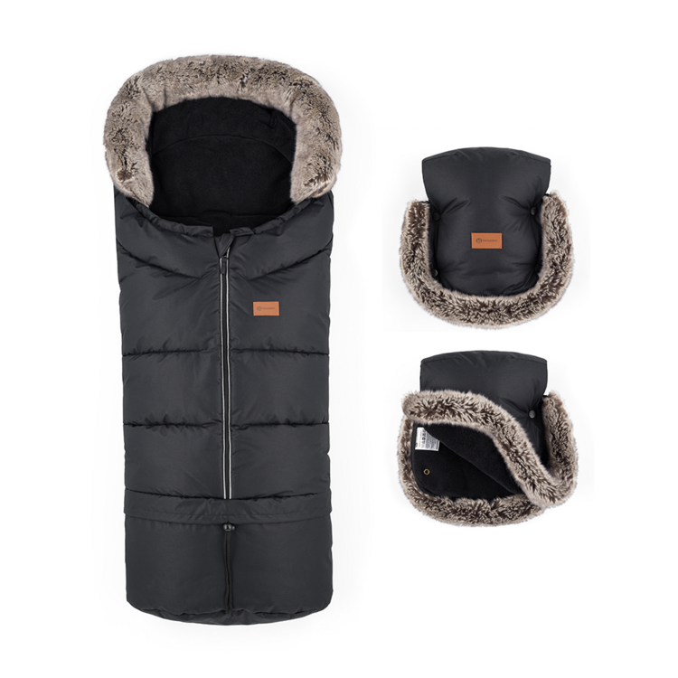 PETITE&MARS Téli bundazsák szett Arctic 4 az 1-ben + babakocsi kesztyű Furry Forever Black akciós termékkép 1