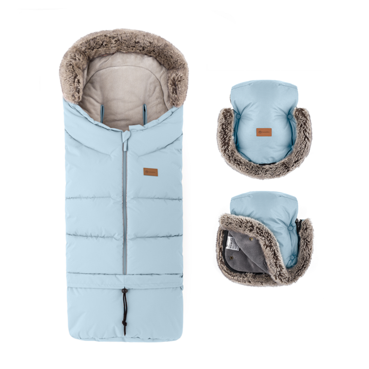 PETITE&MARS Set zimní fusak Arctic 4v1 + rukavice na kočárek Furry Sky Whisper