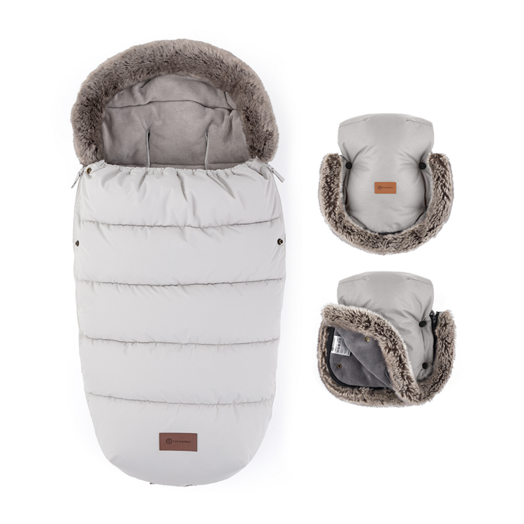 PETITE&MARS Téli szett Comfy 4 az 1-ben bundazsák + babakocsi kesztyű Furry Champagne Shower