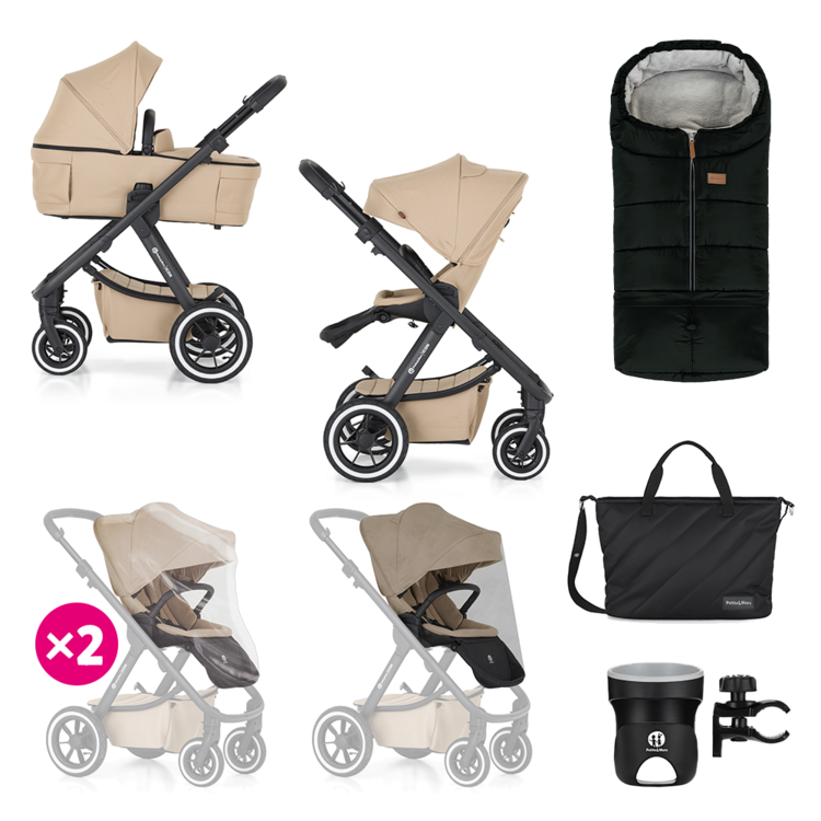 PETITE&MARS Kočárek kombinovaný ICON 2v1 Mocha Beige XXL AIR
