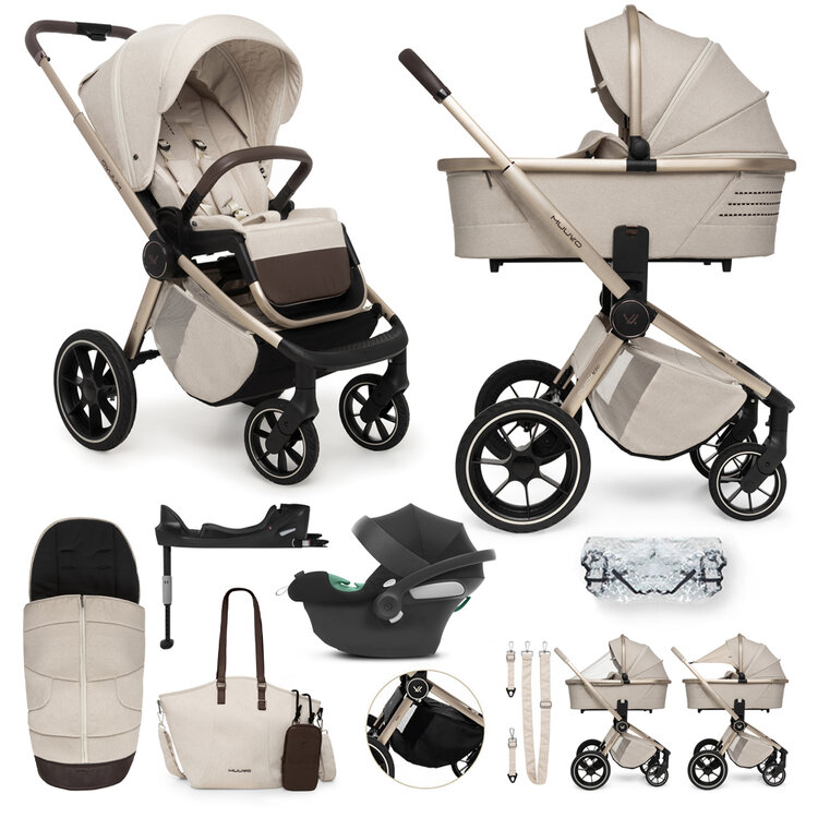 MUUVO Kombinált babakocsi Quick Boho Brown 2 az 1-ben szett + CYBEX Aton B2 i-Size + alap akciós termékkép 1
