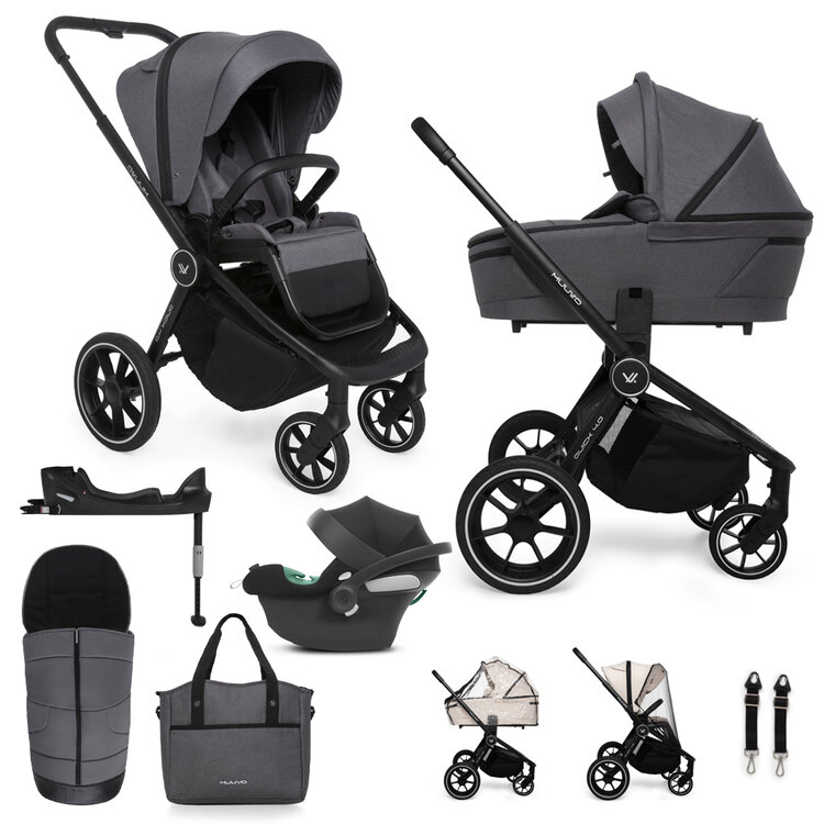 MUUVO Kombinált babakocsi Quick 4.0 Iron grafit szett 2 az 1-ben + CYBEX Aton B2 i-Size + alap akciós termékkép 1