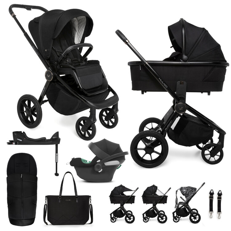 MUUVO Kombinált babakocsi Quick SE 2 Chromium fekete szett 2 az 1-ben + CYBEX Aton B2 i-Size + alap akciós termékkép 1