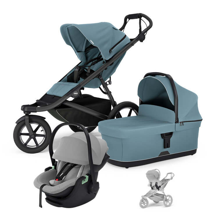 THULE SZETT 3 az 1-ben Urban Glide 3 Mid Blue babakocsi Maple Light Grey autósüléssel és adapterekkel akciós termékkép 1