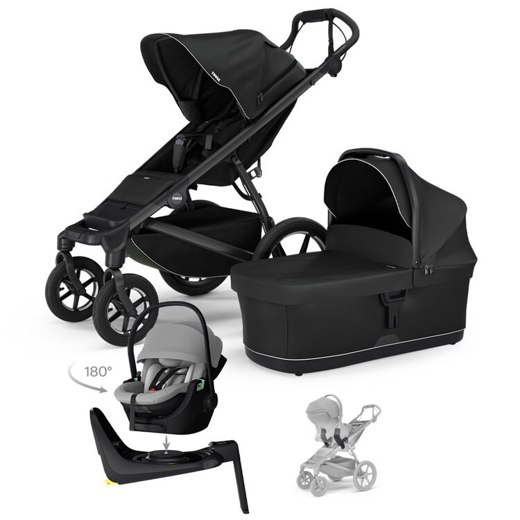 THULE SZETT 4 az 1-ben Urban Glide 4 Fekete babakocsi Maple Light Grey autósüléssel, Alfi alappal, adapterekkel akciós termékkép 1