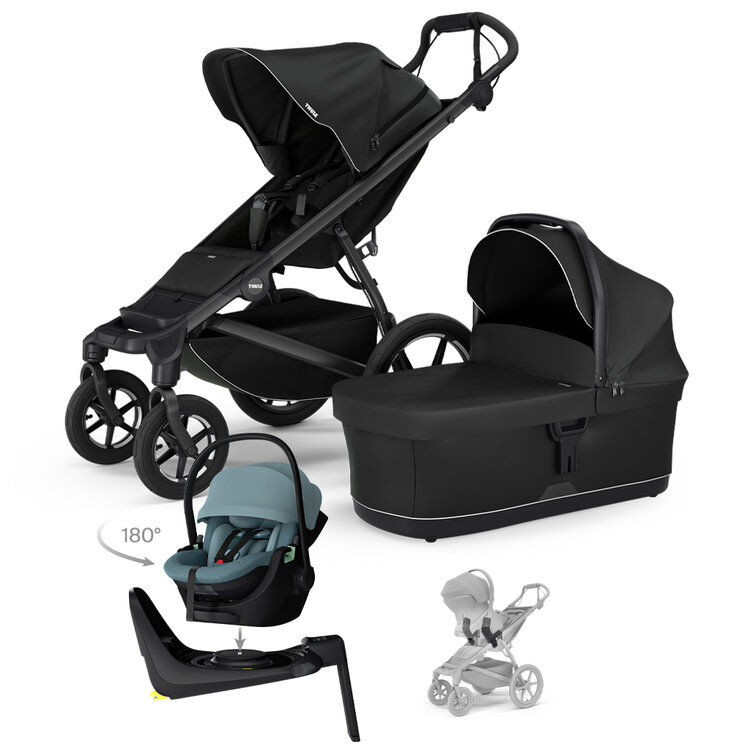 THULE SZETT 4 az 1-ben Urban Glide 4 Black babakocsi Maple Mid Blue autósüléssel, Alfi alappal és adapterekkel akciós termékkép 1