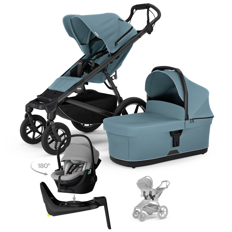 THULE SZETT 4 az 1-ben Urban Glide 4 Mid Blue babakocsi Maple Light Grey autósüléssel, alappal és adapterekkel akciós termékkép 1