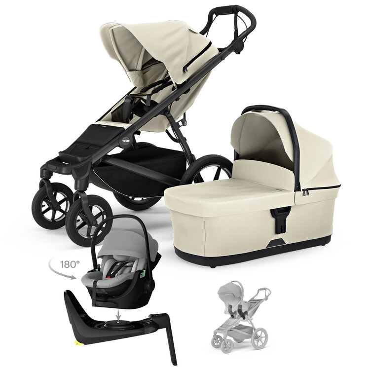 THULE SET 4 az 1-ben Urban Glide 4 Bézs babakocsi Maple Light Grey autósüléssel, Alfi alappal, adapterekkel akciós termékkép 1