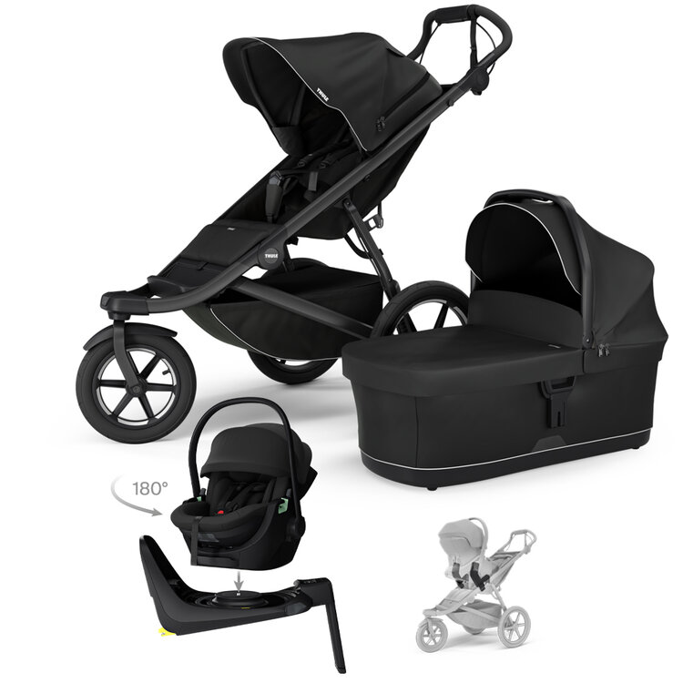 THULE SET 4 az 1-ben Urban Glide 3 Black babakocsi Maple Black autósüléssel, Alfi alappal és adapterekkel akciós termékkép 1