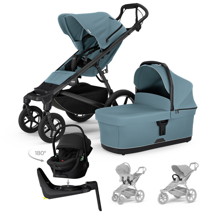 THULE SET 4 az 1-ben Urban Glide 4 Mid Blue babakocsi Maple Black autósüléssel, alappal és tartozékokkal akciós termékkép 1
