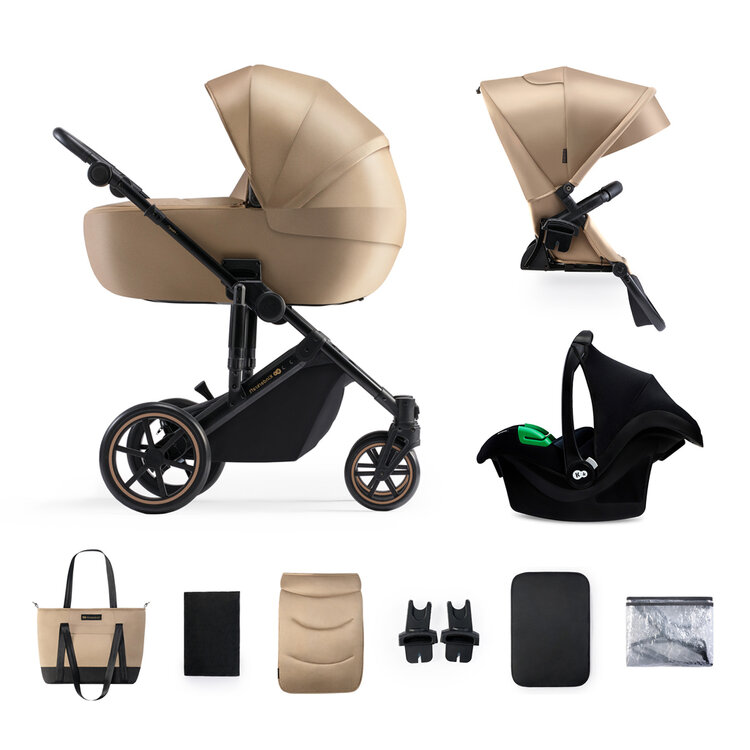 KINDERKRAFT SELECT Kombinált babakocsi 3in1  Prime 2 Sandrose Beige, Premium akciós termékkép 1