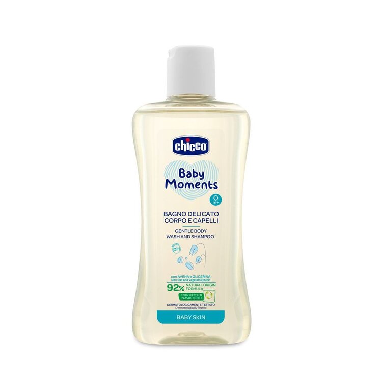 E-shop CHICCO Šampon jemný na vlasy a tělo Baby Moments 92 % přírodních složek 200 ml