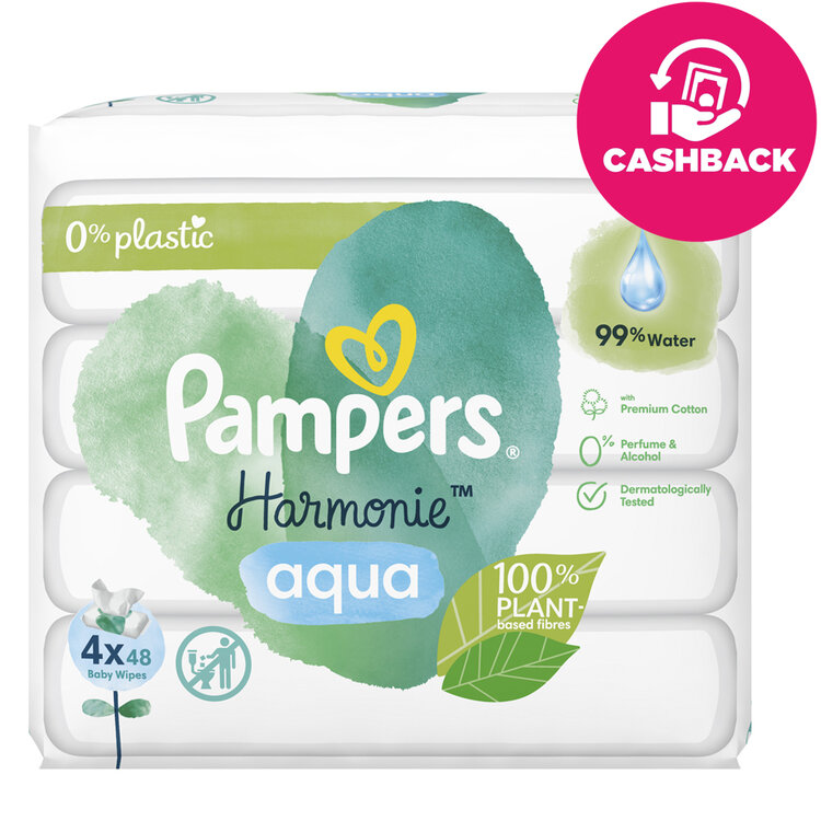 E-shop Pampers Harmonie Aqua Dětské čisticí ubrousky 4 x 48 ks