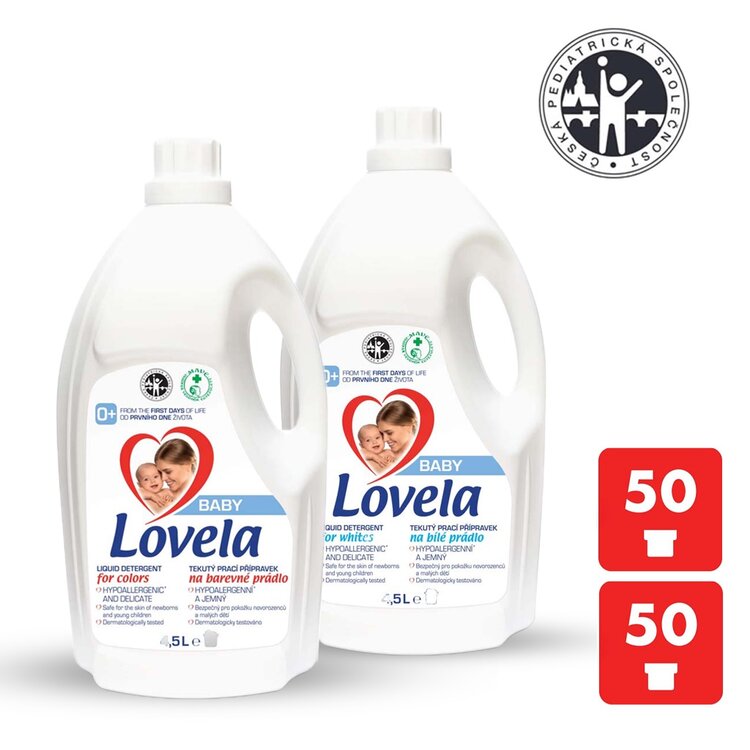 Lovela 2x Baby tekutý prací přípravek na bílé prádlo 4,5 l 50 PD