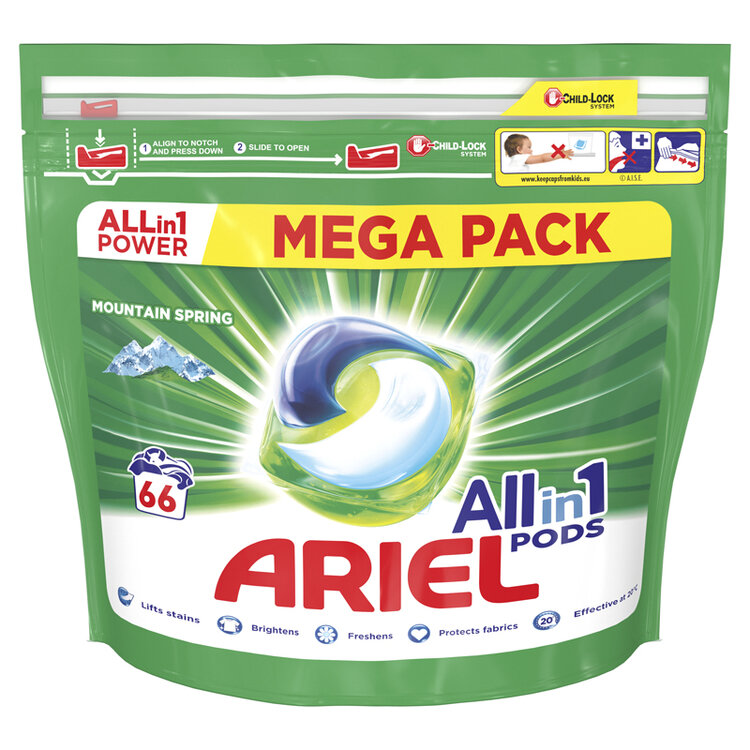 Ariel All-in-1 Mountain Spring Gelové tablety 66 ks