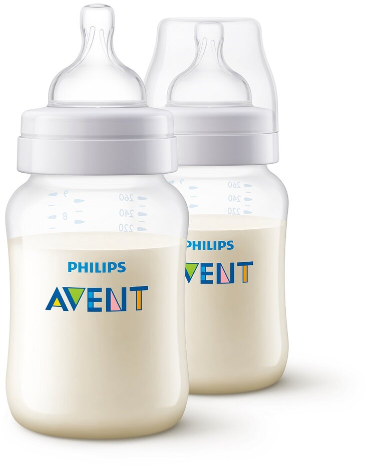 Philips Avent fľaša PP Antikolik Duo 2 fľaše polopriehľadné antikolikový mäkký cumlík pomalý prietok 1x1 set 260 ml