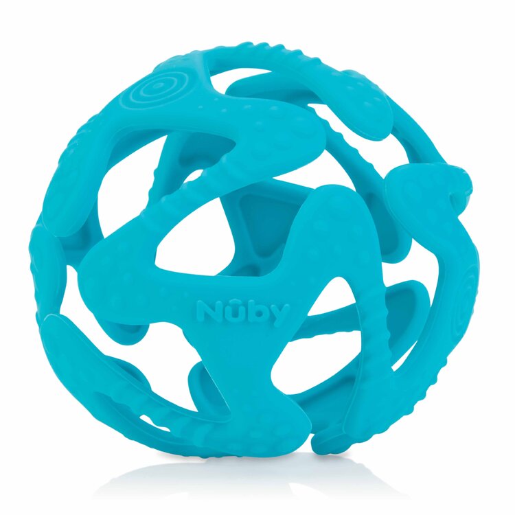 NUBY Kousátko silikonový míč světle modrý 3 m+