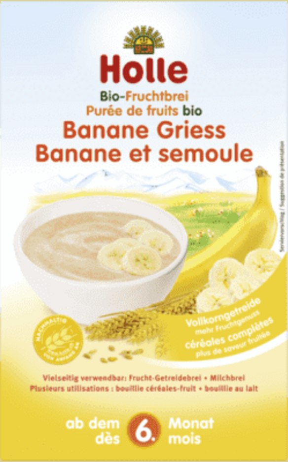 HOLLE Kaše nemléčná Bio ovsená, banán/krupice 250 g