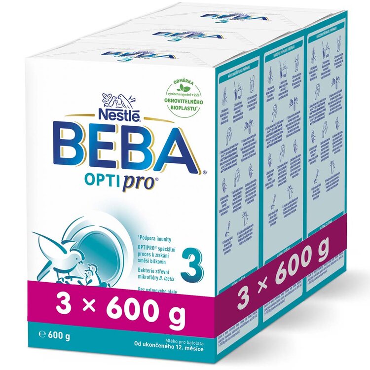 3x BEBA OPTIPRO 3, 600 g - Batolecí mléko