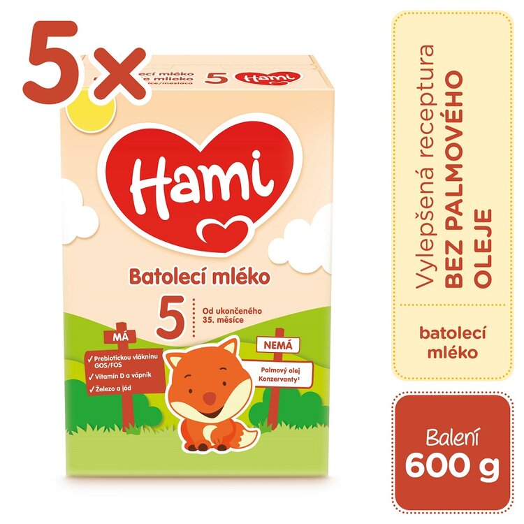5x HAMI 5 Mlieko detské 600 g