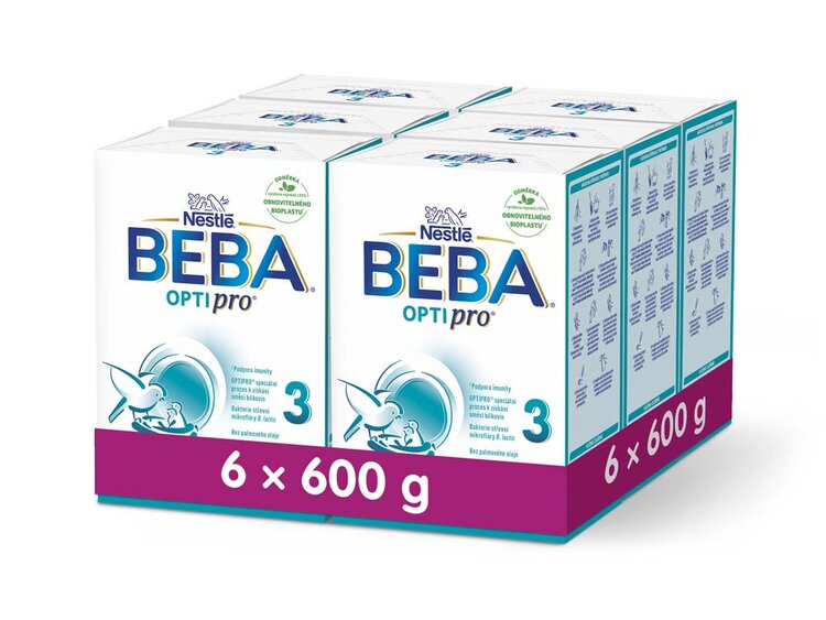 6x BEBA OPTIPRO 3, 600 g - Batoľacie mlieko