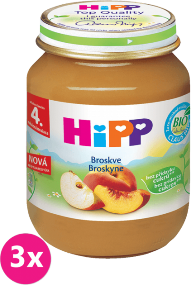 3x HiPP broskvový (125 g) - ovocný příkrm