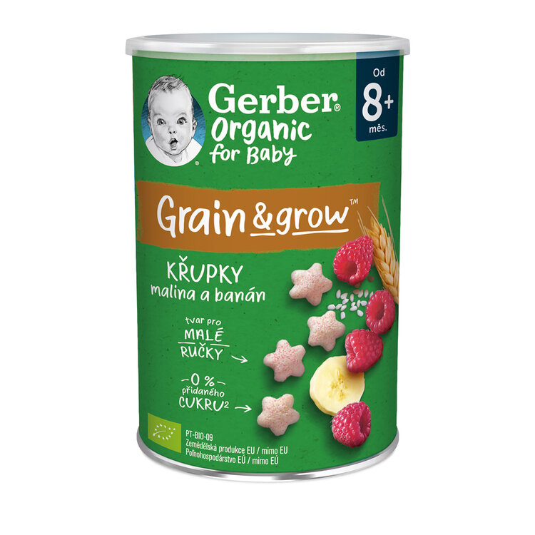 GERBER Organic křupky s malinou a banánem 35 g