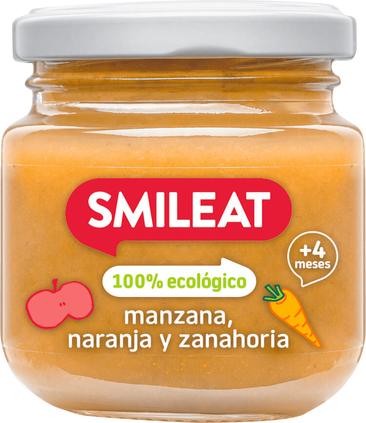 EXP: 28.02.2024 SMILEAT Organic příkrm Jablko a pomeranč 130 g, 4m+