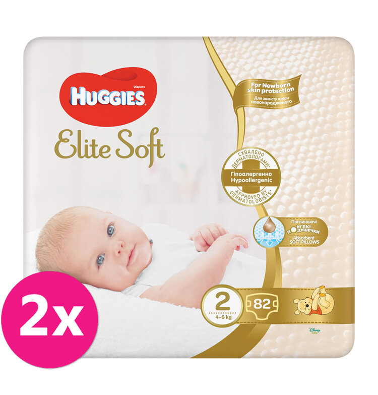 2x HUGGIES® Pleny jednorázové Elite Soft vel. 2 82 ks