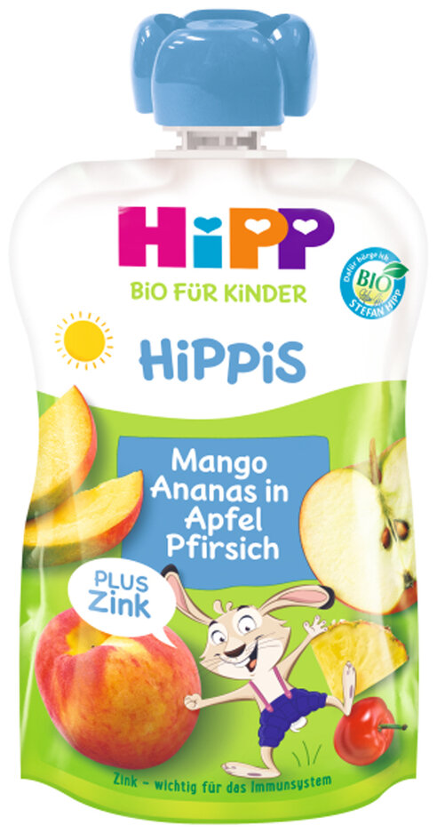 E-shop HiPP BIO Jablko-Broskev-Mango-Ananas + zinek od uk. 1. roku, 100 g
