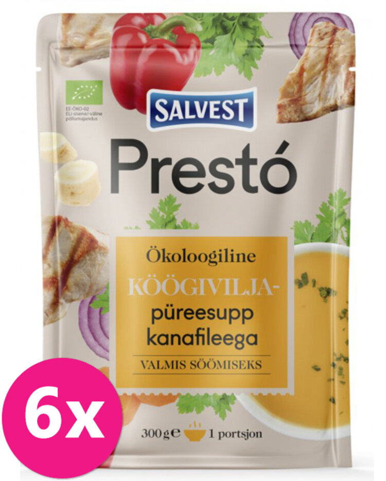 SALVEST Prestó BIO Zeleninové pyré s kuracími kúskami 6 x 300 g
