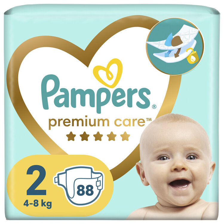 PAMPERS Pleny jednorázové Premium Care vel. 2 (88 ks) 4-8 kg
