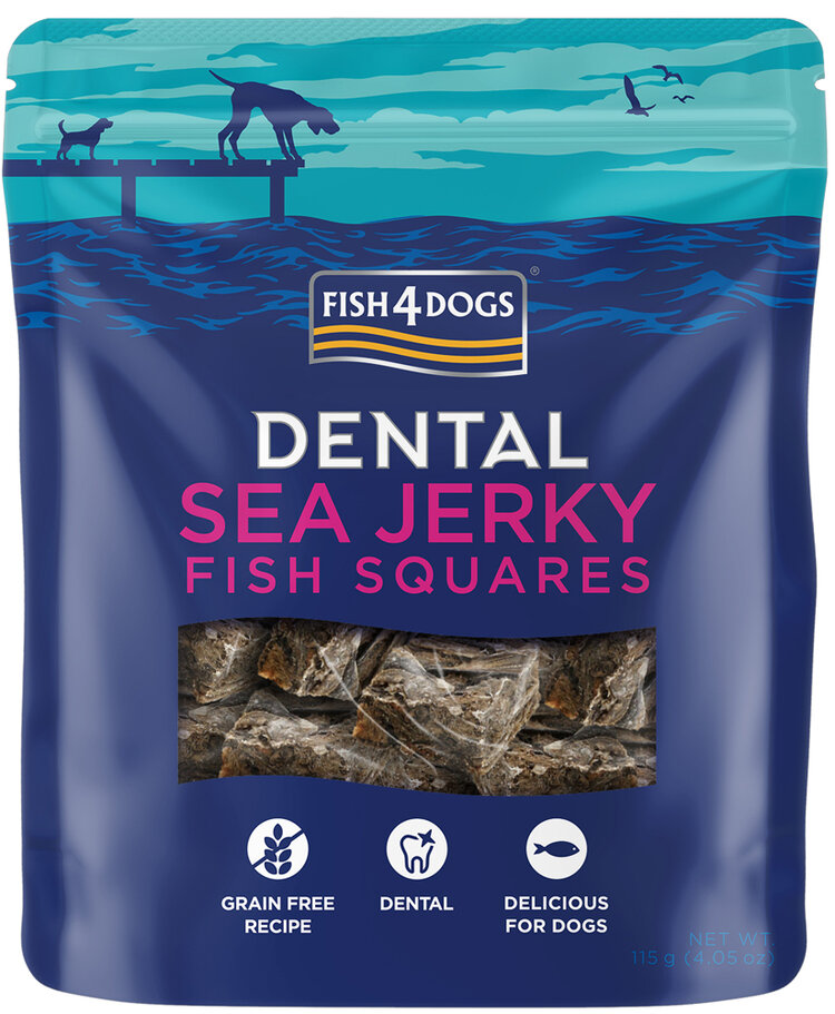 FISH4DOGS Dentální pamlsky pro psy mořská ryba - čtverečky 115 g