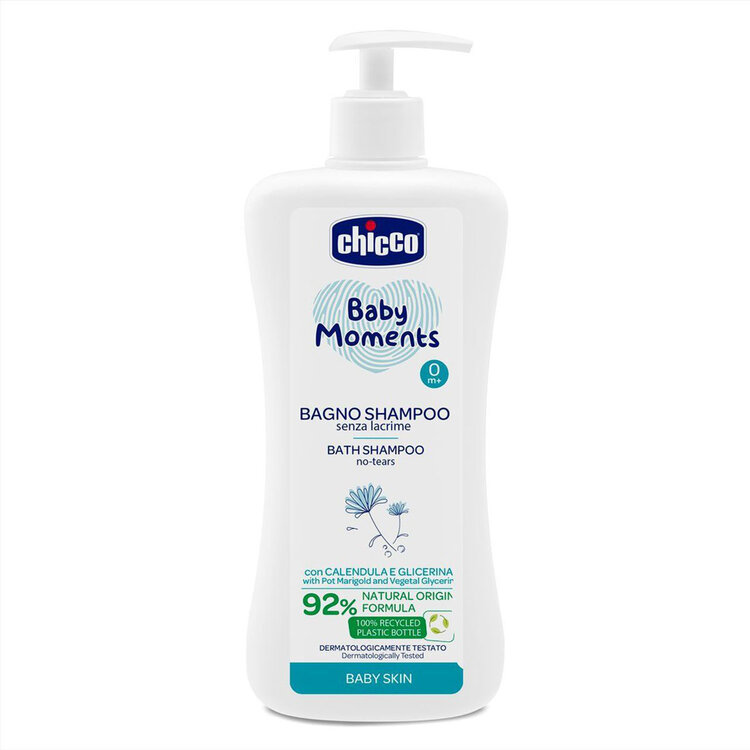 E-shop CHICCO Šampon na vlasy a tělo s dávkovačem Baby Moments 92 % přírodních složek 750 ml