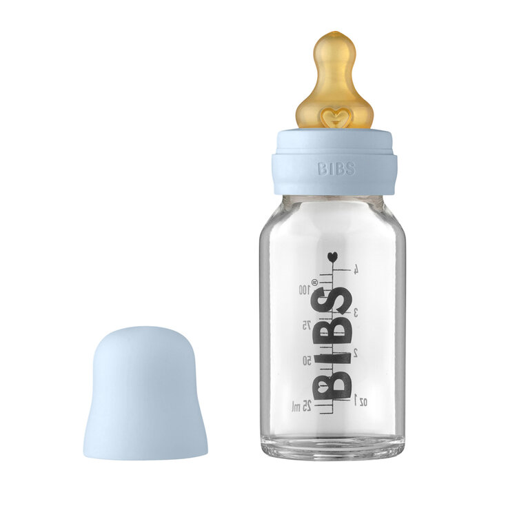 BIBS Láhev skleněná Baby Bottle 110 ml, Baby Blue