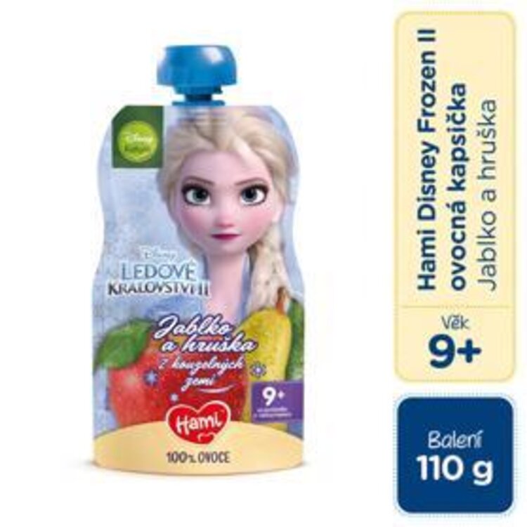 EXP: 29.02.2024 HAMI Disney Frozen Elsa ovocná kapsička Jablko a Hruška 110 g, 9+