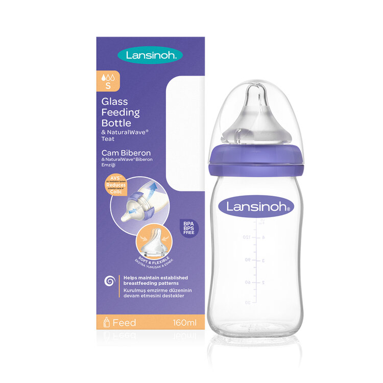 LANSINOH Lahev skleněná kojenecká s NaturalWave® savičkou (S) 160ml