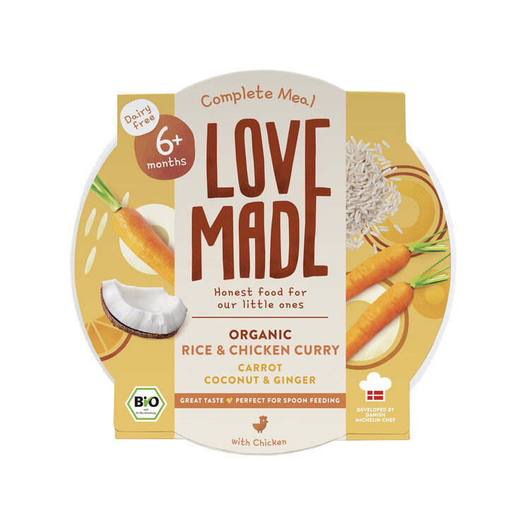 EXP: 13.07.2024 LOVEMADE Curry kuřecí s rýží pro děti od 6. měsíce, 225 g