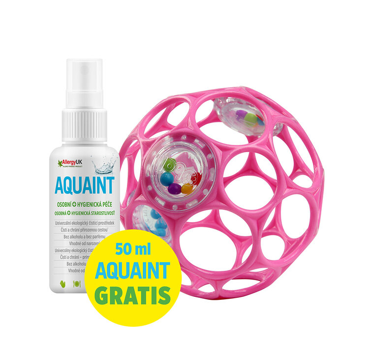 OBALL Hračka Oball RATTLE 10 cm dark pink 0m+AQUAINT 100% ekologická čisticí voda 50 ml