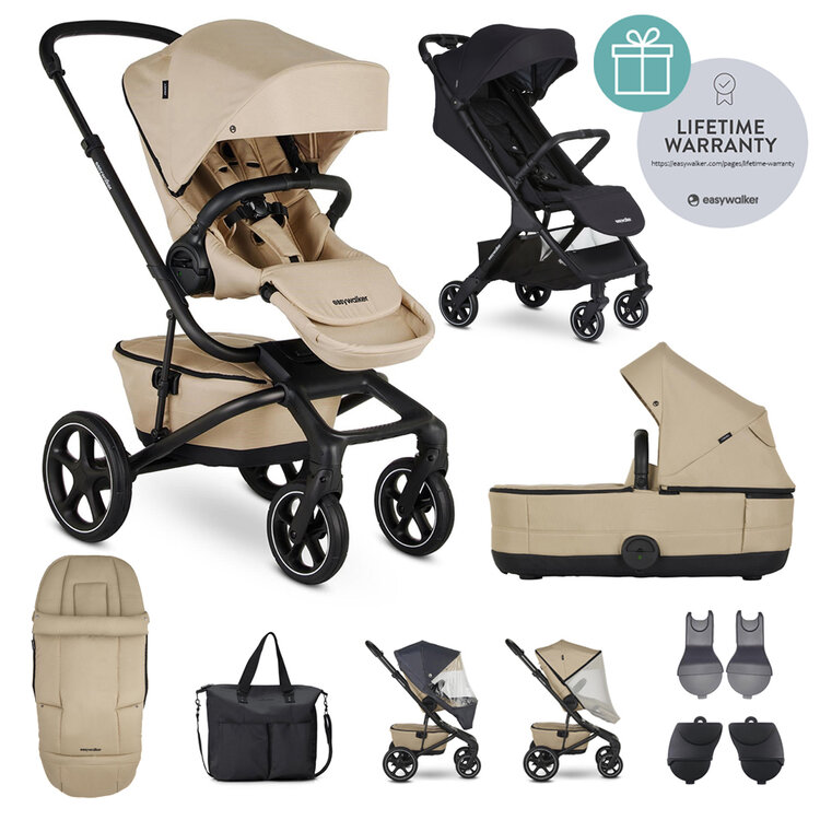 EASYWALKER Kočárek kombinovaný Jimmey Sand Taupe XXL RWS + Jackey Shadow Black