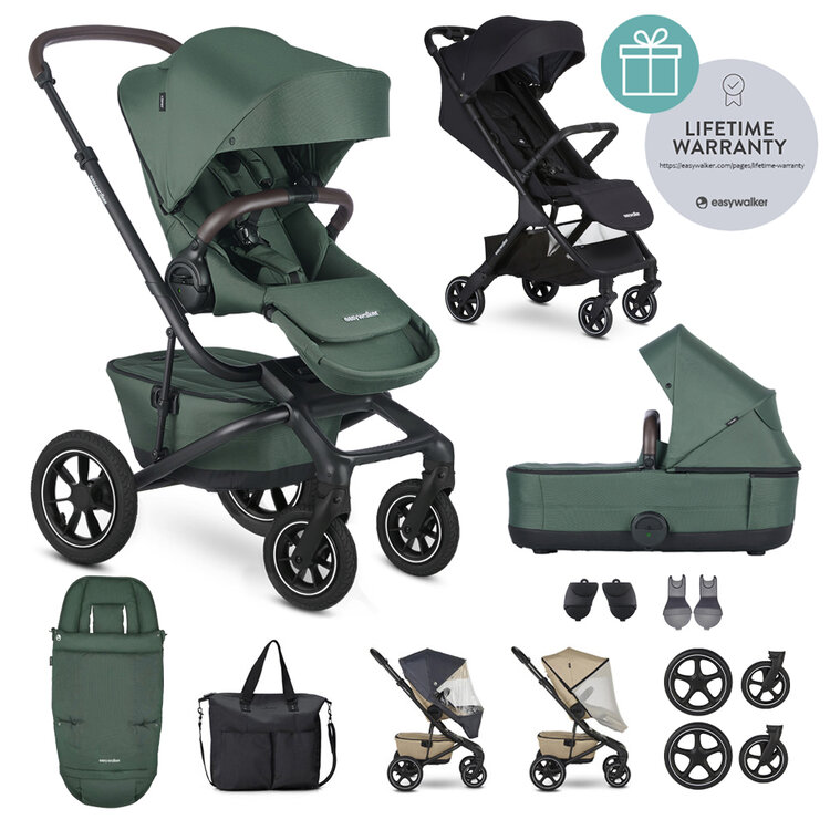 EASYWALKER Kočárek kombinovaný Jimmey Pine Green XXL AIR + RWS + Jackey Shadow Black