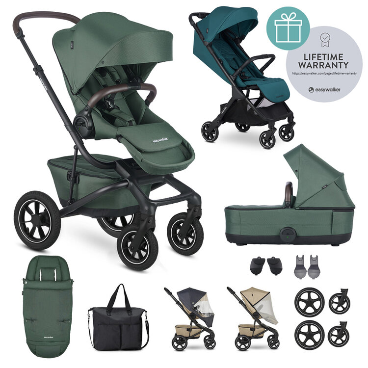 EASYWALKER Kočárek kombinovaný Jimmey Pine Green XXL AIR + RWS + Jackey Teal Green