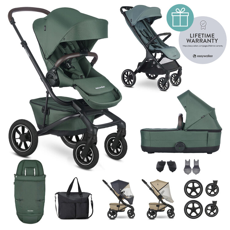 EASYWALKER Kočárek kombinovaný Jimmey Pine Green XXL AIR + RWS + Jackey XL Forest Green